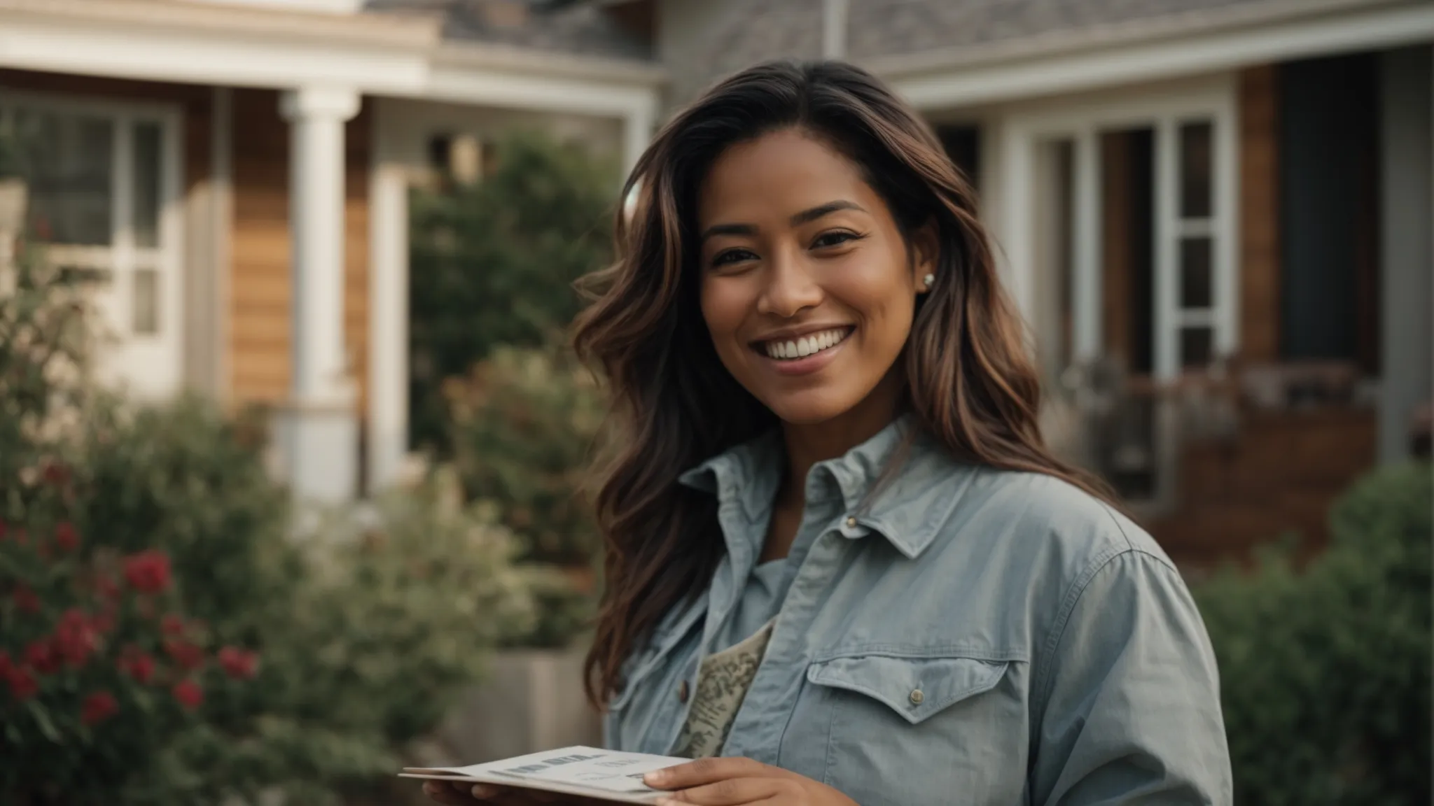 users 7dd1dc79 7cb9 40c2 b5f8 d0e040fa311b generations f82976ce eb99 4e89 926a 37305b6033e2 PhotoReal Show the homeowner smiling the flawless transaction 1 2